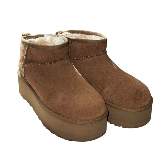UGG platform ultra mini boots in chestnut - Picture 1 of 7